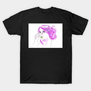 Girl With A Messy Bun - Purple Palette T-Shirt